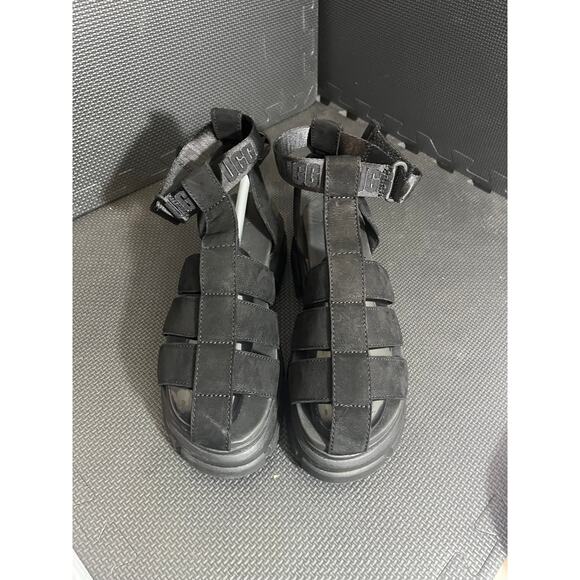 UGG ASHTON STRAPPY BLACK PLATFORM GLADIATOR SANDALS WOMENS SIZE 10 - Picture 2 of 7